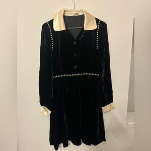 Miu Miu black velvet dress Pearl-Trim Dress with Ivory Collar
